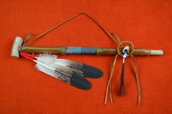 Rawhide wrapped beaded Peace pipe